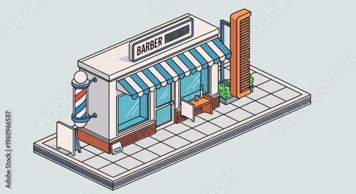 Barber shop hair salon building icon set for a city map and a game app