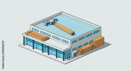 Shop with tool on roof and wood pile for home build work done now fast