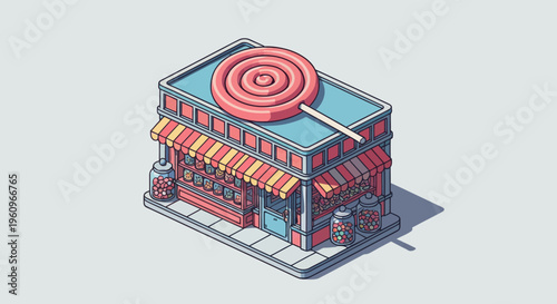 A Toy Sweet Candy Shop With Pink Pop On Top Roof Vector Art New Design