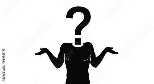 confused woman with question mark head