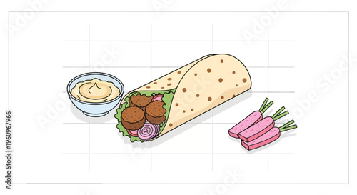 Falafel Wrap Hummus Pickles Middle Eastern Vegan Healthy Street Food Meal