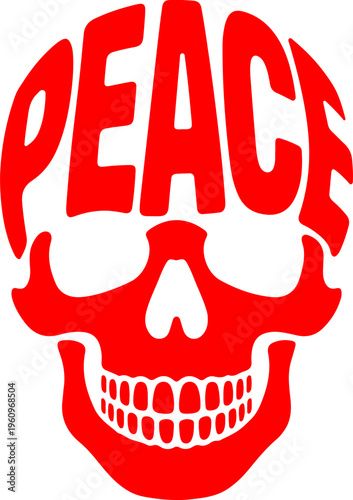 Cartoon illustration of a red skull.