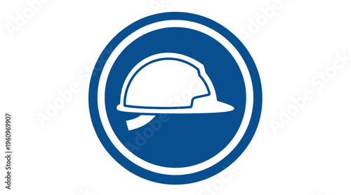 Head protection safety hard hat sign on a blue background