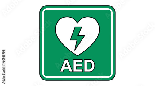 Automated external defibrillator sign for medical emergencies