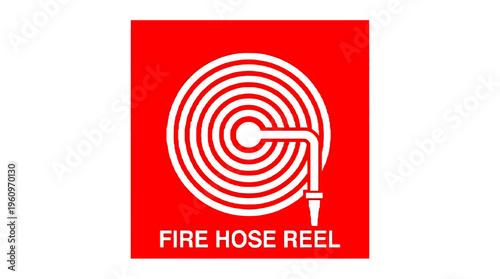 Fire hose reel sign for emergency fire fighting equipment