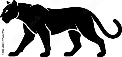 Black panther walking stalking feline silhouette