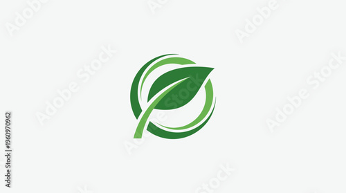 Ecological leaf icon enclosed in a circular dynamic frame
