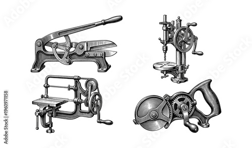 Antique industrial tools: vintage machinery and equipment collection