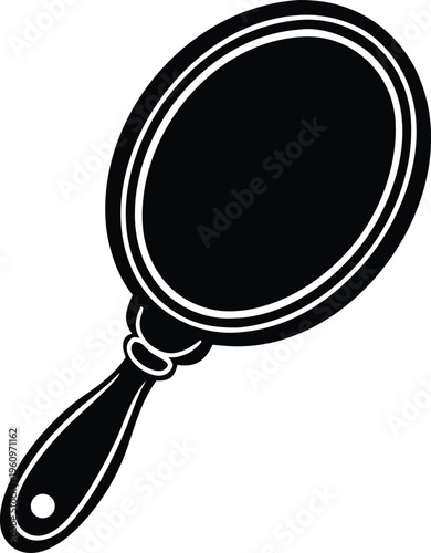 Classic vanity hand mirror silhouette vector icon