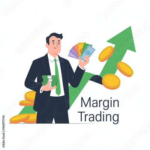 Businessman Holding Cash and Money.