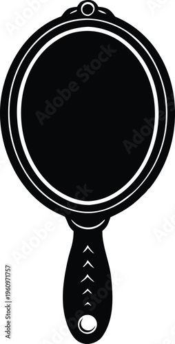 Vintage elegant hand mirror vector icon for beauty and vanity