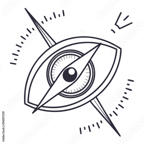 Valokuva Abstract compass needle combined with human eye iris and decorative scale markin