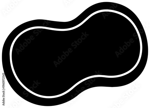 Abstract blob shaped object with a double outline representing a stylized kneaded eraser or a fluid form isolated on a clean white background perfect for graphic design