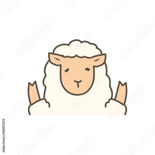 正面を向いたヒツジが両手を挙げるイラスト