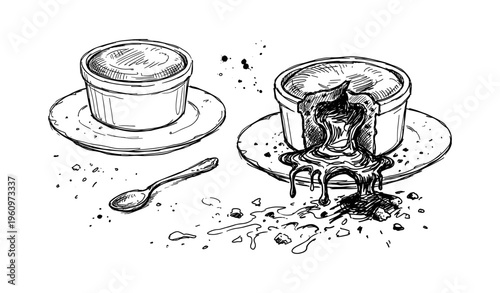 Sketch of espresso cup with spilled coffee