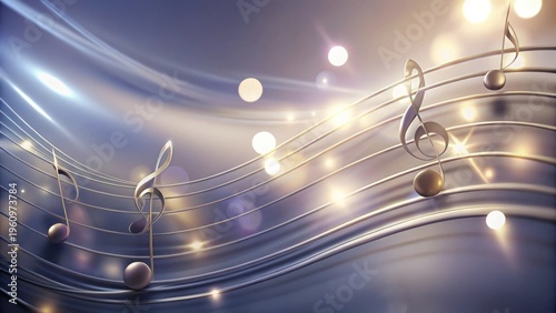 Wallpaper Mural Elegant Musical Notes on a Wavy Abstract Background with Golden Lights Torontodigital.ca