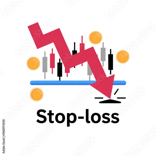 Red arrow pointing down stock loss.