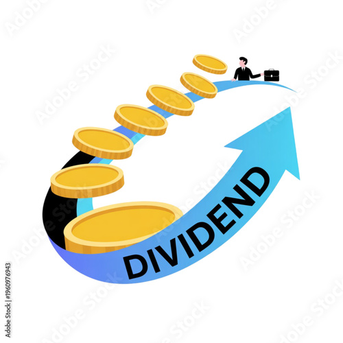 Dividend coins in a circular arrow.