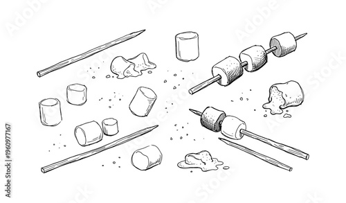 Marshmallow skewers and melting marshmallows with sticks