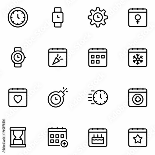 Time and Date icons set