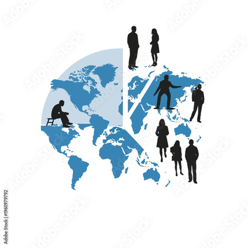 Business People on World Map Globe.