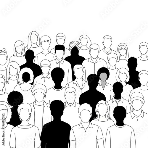 Diverse group of people standing together.