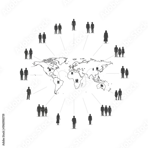 Diverse People Around The World Map.