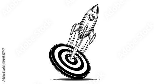 Rocket ship aiming for target bullseye.