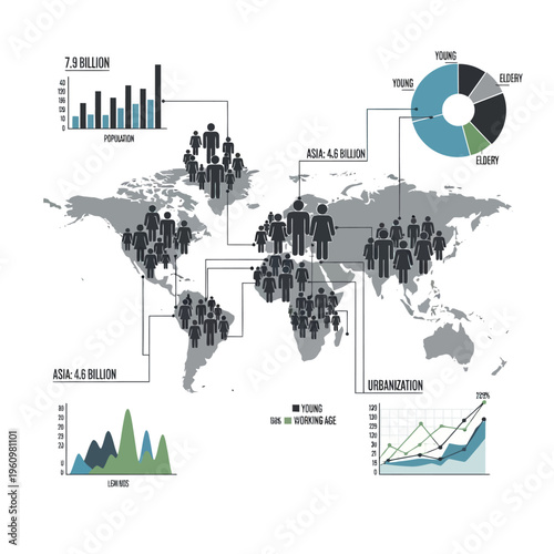 Global Business People on World Map.