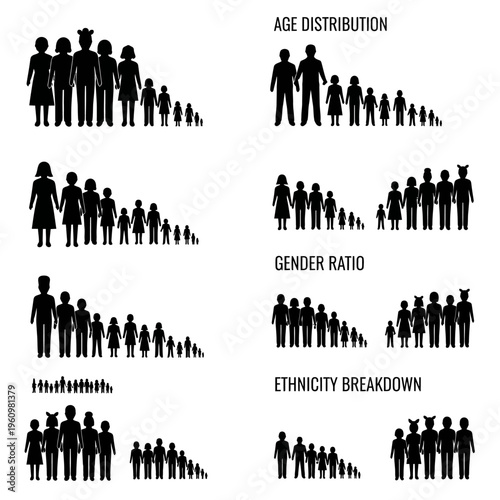 Human Silhouettes Demographics Statistics Chart.