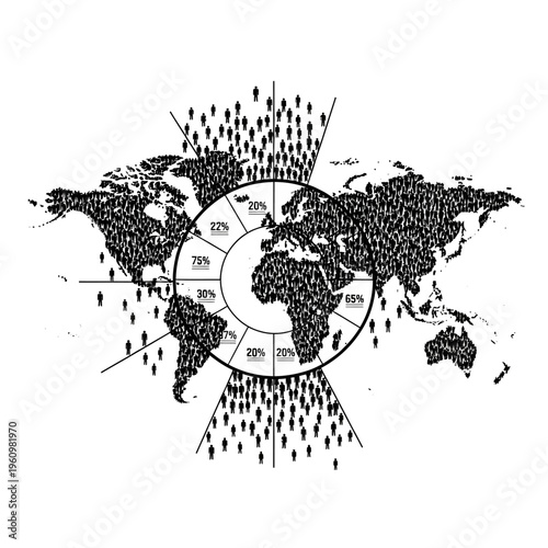 World map with clock hands.