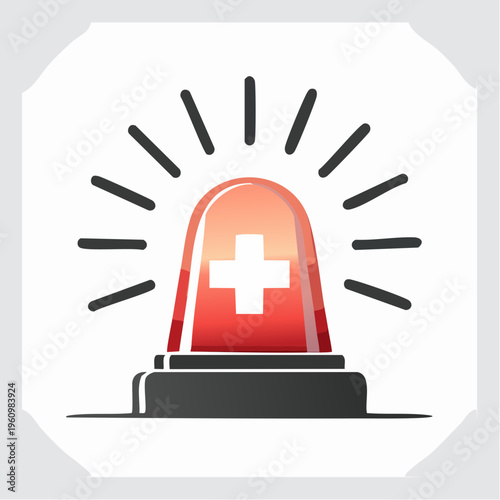 A Red Flashing Beacon With A White Cross Symbol Suggests An Emergency Medical Service or Alert Situation