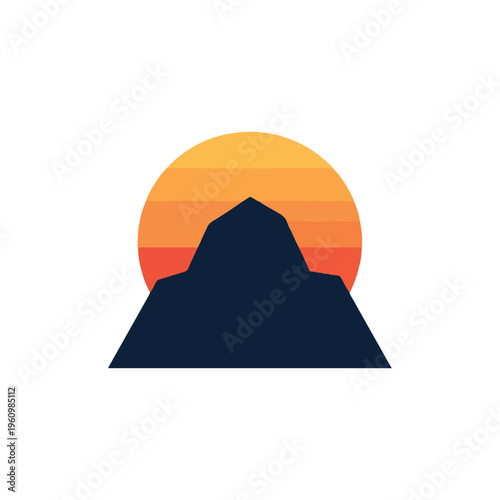 Mountain Sunset Landscape Silhouette Nature Vector Illustration