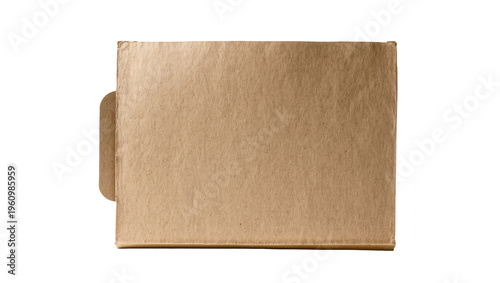 Isolated blank brown cardboard box with rustic texture, old vintage paper material