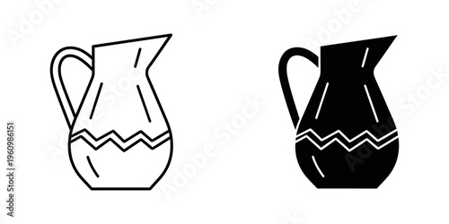 minimalist black and white ceramic vase vector illustration flat design