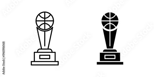 trophy cups with basketball design flat vector illustration on white background