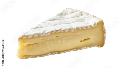 Tableau sur toile Isolated gourmet wedge of soft-ripened cheese with creamy texture and bloomy rin