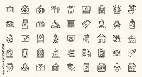 flat design vector icons set of real estate property and home buying process elements