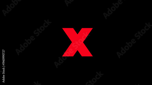 Vibrant red uppercase letter X symbol against a solid black backdrop, representing mark, multiply, incorrect, cancel, or deletion.