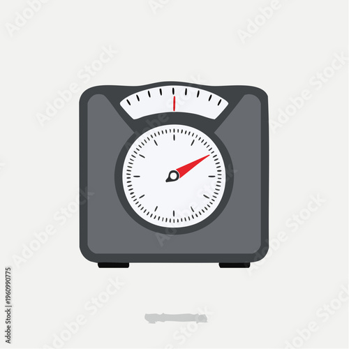 Graphic illustration of a classic analog bathroom weight scale, a tool for monitoring body mass and personal health progress