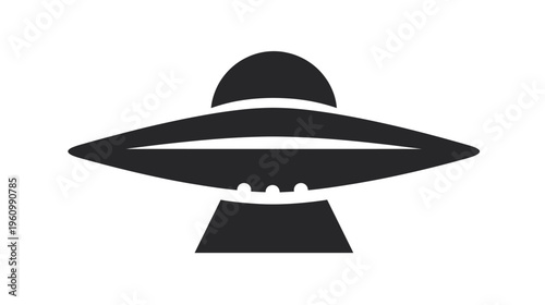Black silhouette icon of a classic flying saucer or UFO, representing alien spacecraft, mystery, and science fiction concepts.