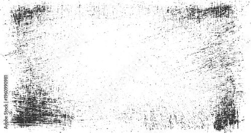 Black and white distressed grunge texture with scattered dots and streaks