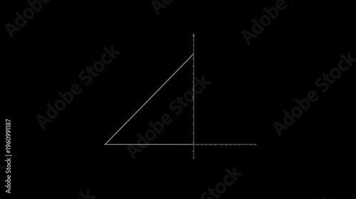 Minimalist right-angled triangle line art illustration on black. Geometric shape for math, science, education, and abstract concepts.