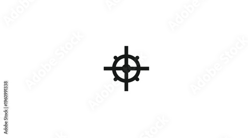 Black target icon vector, focus aiming symbol, crosshair graphic. Location pinpoint, accuracy, goal, center concept on white.