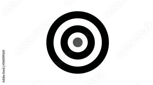 Black and white bullseye target icon graphic with concentric circles and central point, symbolizing accuracy, focus, goal, and success.