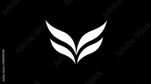 Elegant abstract stylized animal head emblem with flowing lines. Modern minimalist graphic design on a stark black background.