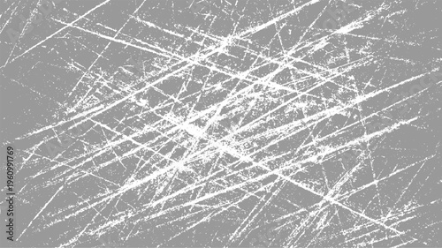 Chaotic white scratches on a textured grey background creating a distressed abstract pattern