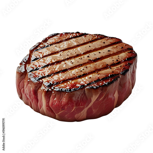 3D High-Definition Steak Emoji Render with Grill Marks on Transparent Background