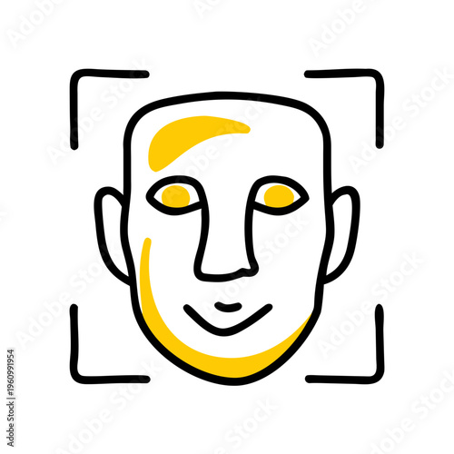 Face recognition icon scanning person profile identification technology biometric scan search user account