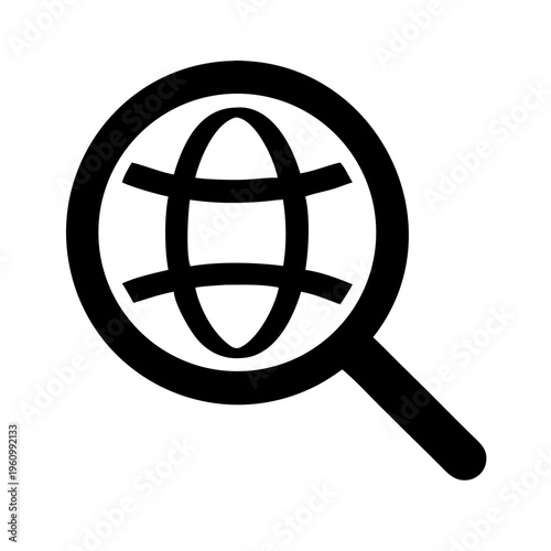 Magnifying glass over planet earth symbol isolated on transparent background
